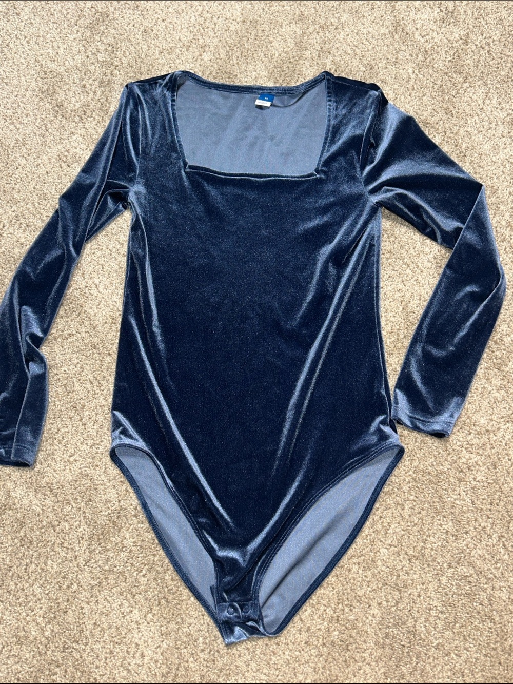 Old Navy Navy Velvet Long-Sleeve Bodysuit